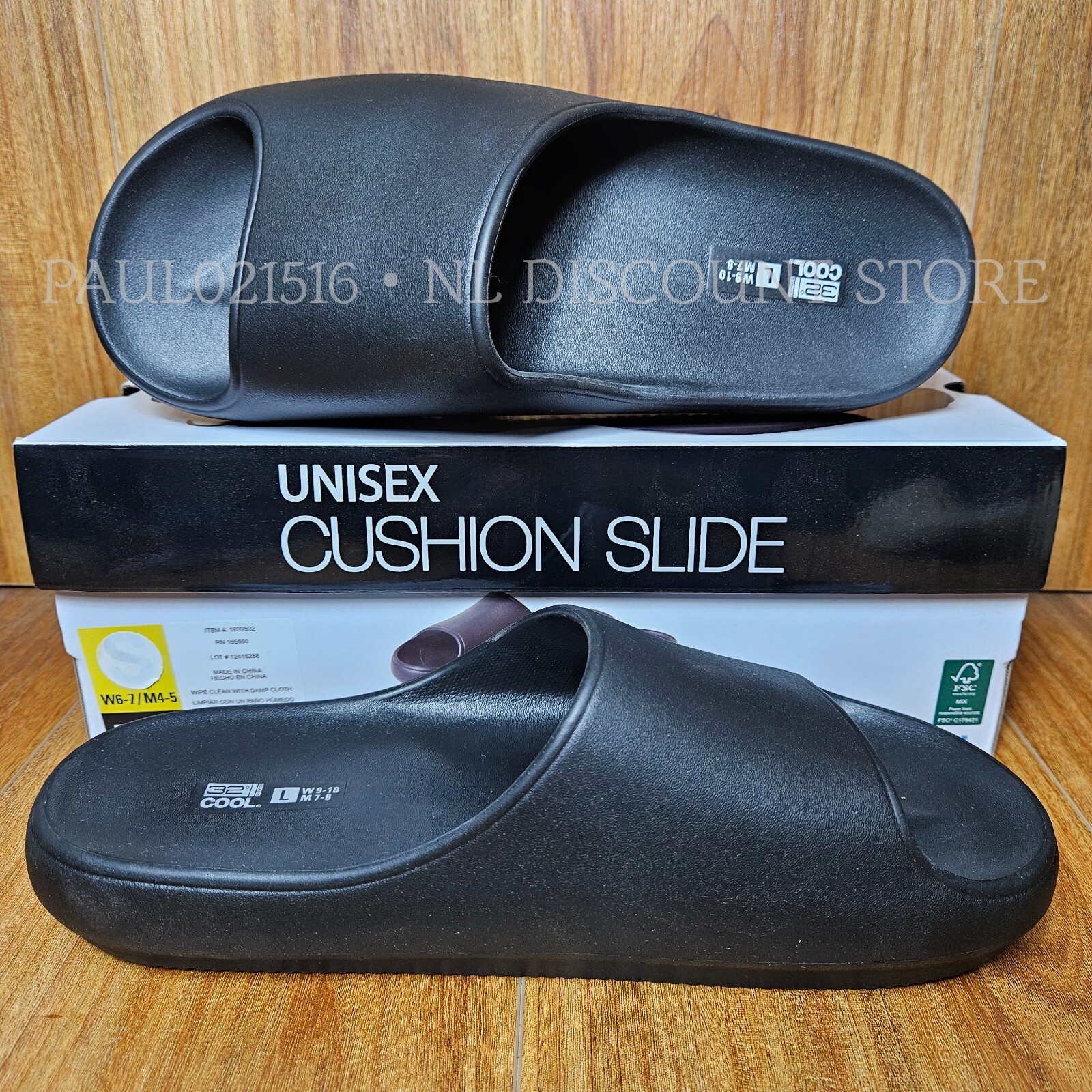 32 DEGREES COOL Cushion Slides Unisex (W)Women’s & (M)Men’s ~ Black