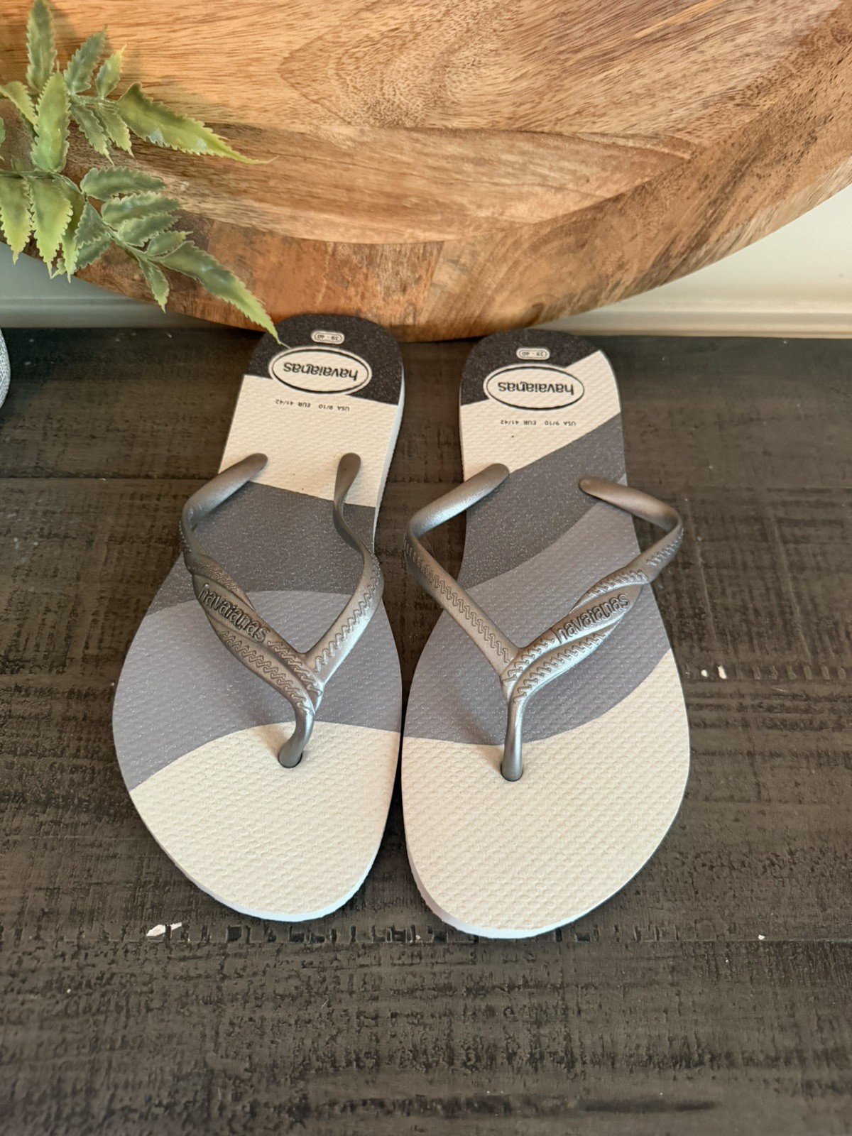 Havaianas Fantasia Gloss White Silver with Metallic Straps Wmns EU39-40/ US 9-10