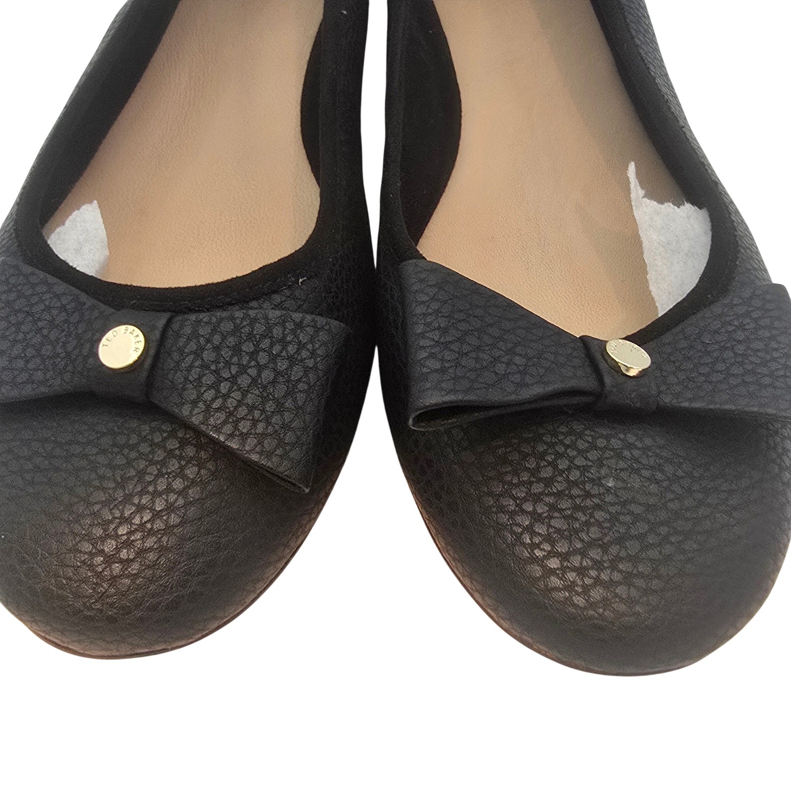Ted Baker Allyson Bow Leather Ballerina Flats Black EU 39.5 US 9.5 NWOT