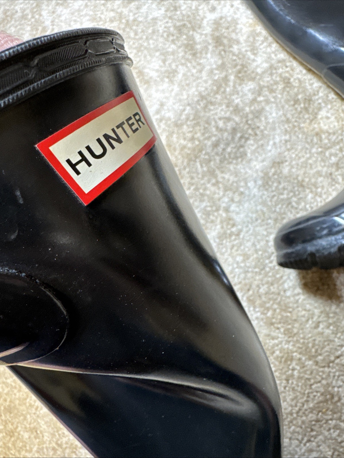 Hunter Original Tall Gloss Rain Boots Womens 6W Black Waterproof Wellies Classic