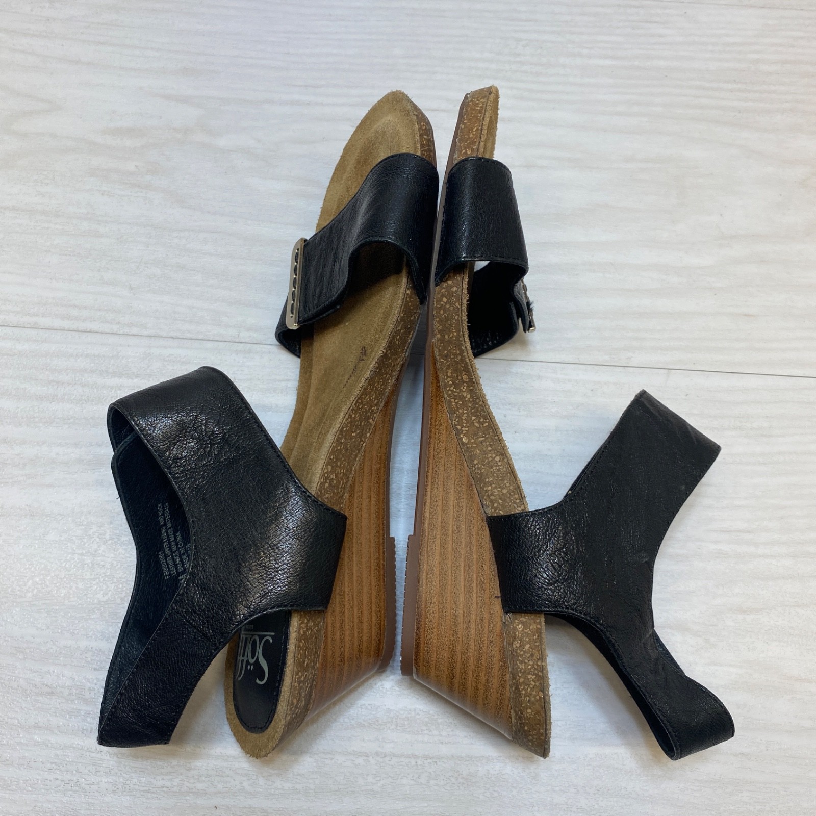 Sofft Women’s Verdi Black Wedge Sandals Size 9M