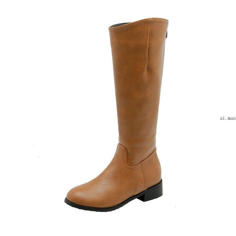 Women’s Men’s Mid Calf Knee High Riding Boots Tall Shoes Zipper Leather Oversize