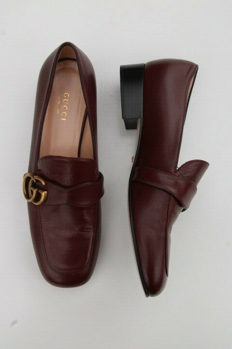 GUCCI ‘Marmont’ GG Womens Pumps Block Heel Shoes Sz 37.5/US 7.5 in Red Bordeaux