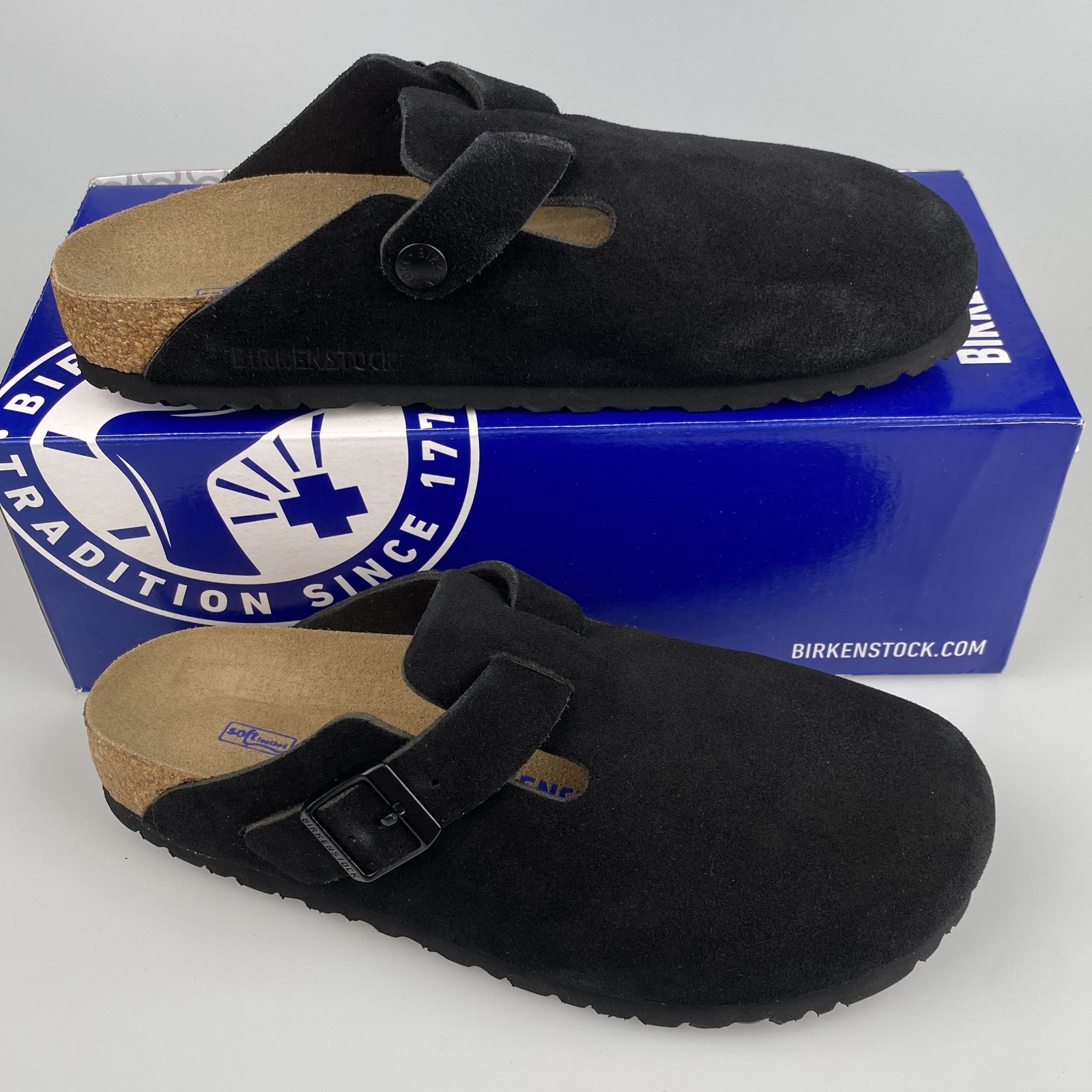 Birkenstock Boston Soft Footbed Suede Leather Clog – Black