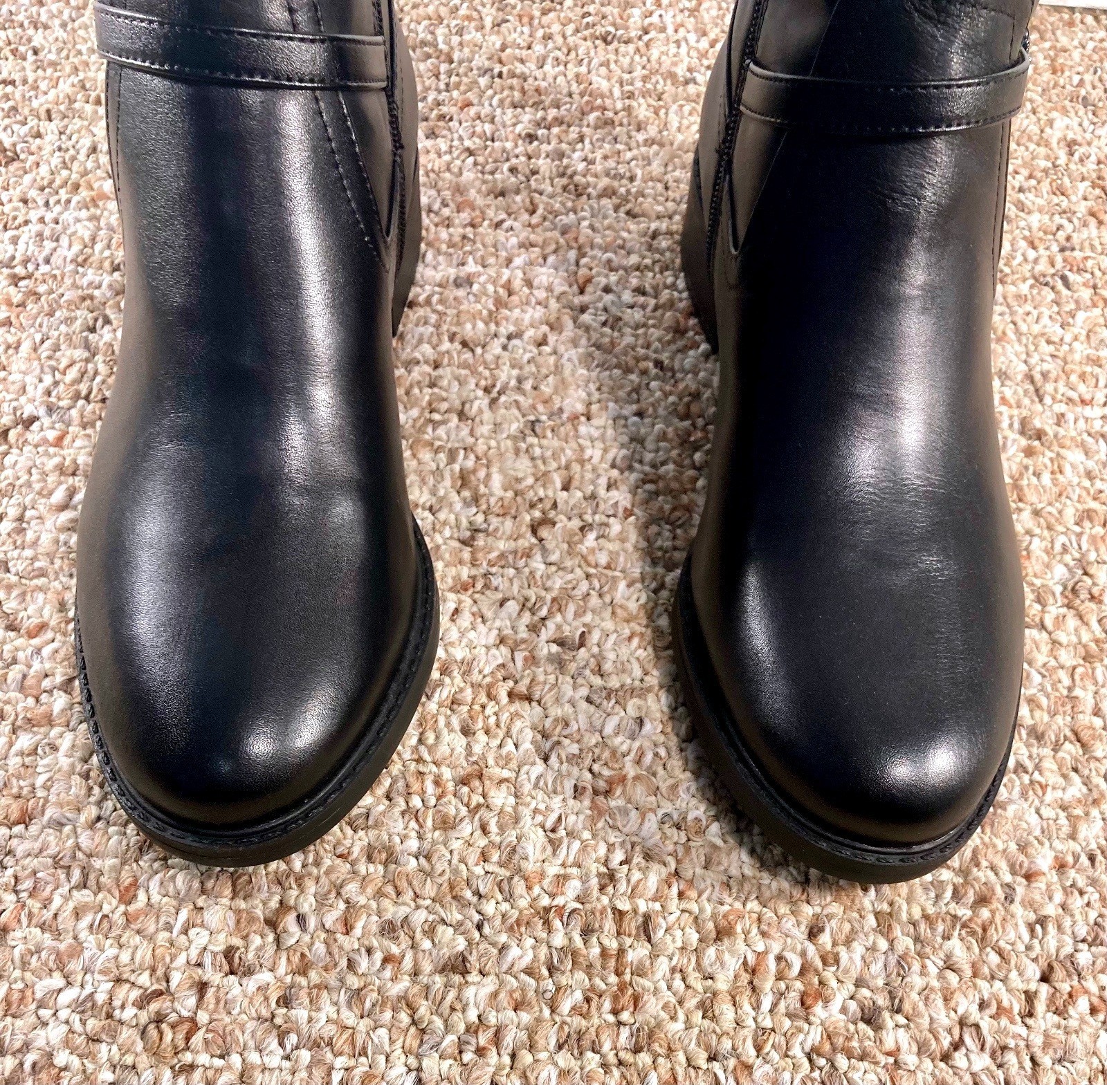 New Easy Spirit Black Tall Riding Boots Size 9 M Buckle Detail