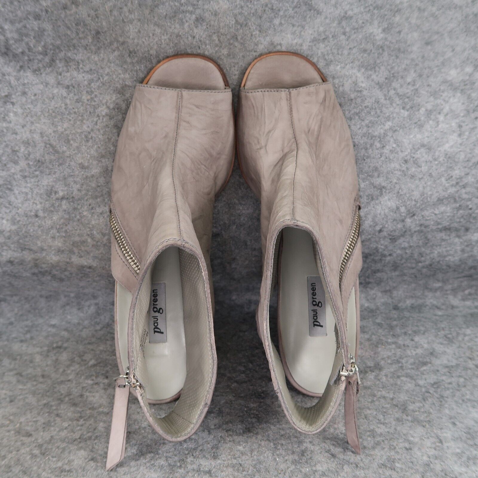 Paul Green Shoes Womens 8.5 Sandal Peep Toe Cayanne Asymmetric Zip Leather Grey