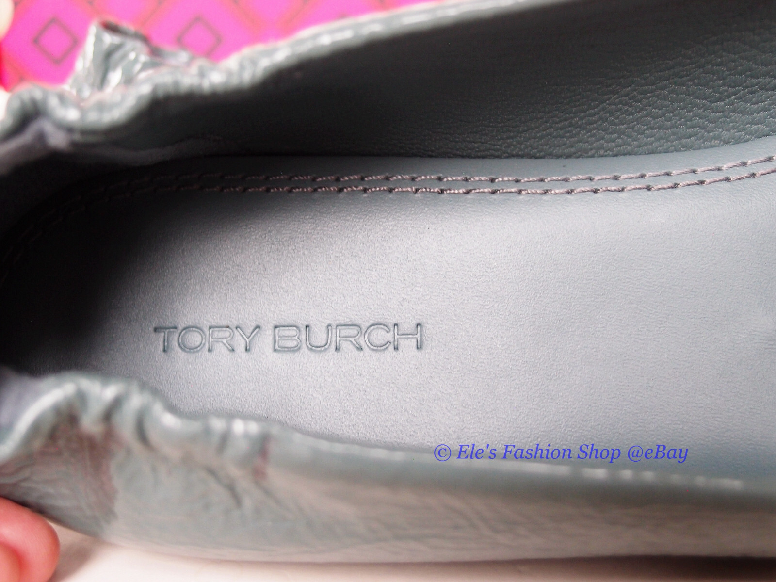 NIB Tory Burch Eleanor Leather Loafer Arctic BLUE US 7.5 8 8.5 9 9.5 AUTHENTIC