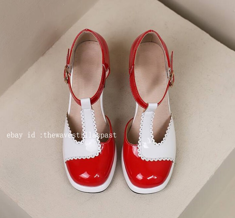 Chic Womens Color Splice Sandals Faux Leather T-strap Casual Dress Party Shoes