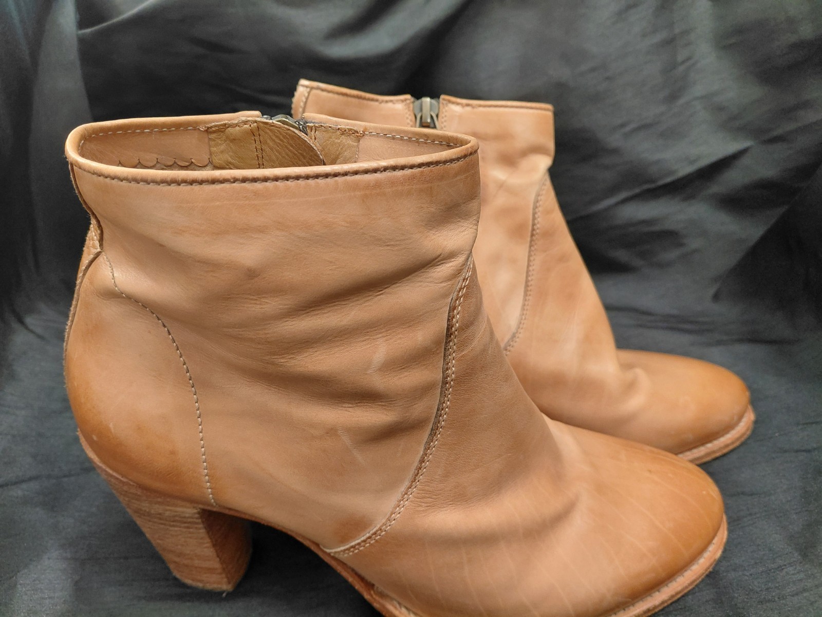 N.D.C. Made By Hand Women Ankle Boots Light Brown Leather Made In Spain Size 40