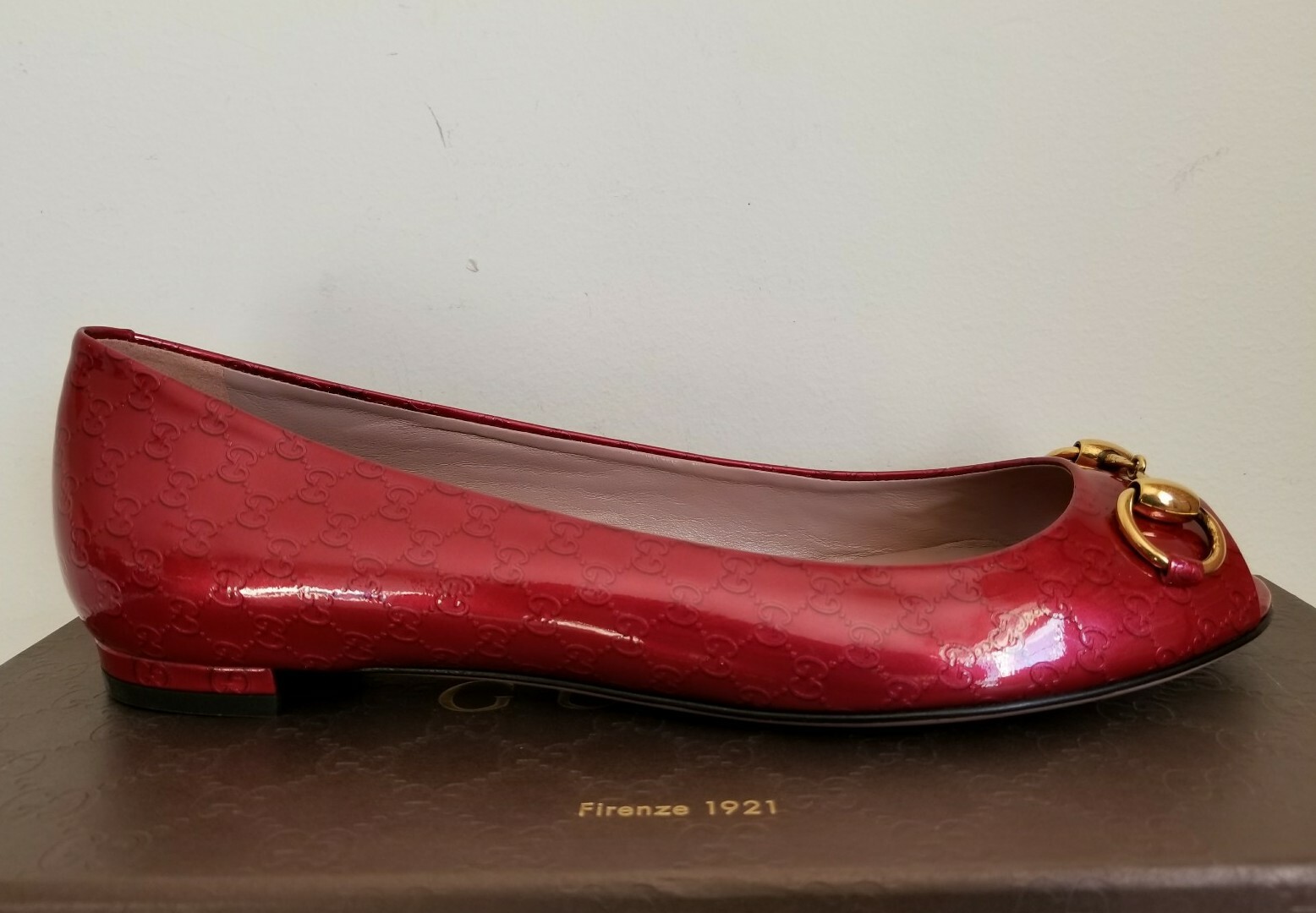 GUCCI JOLENE MICROGUCCISSIMA LOGO GOLD HORSEBIT FLATS EU 38.5 I LOVE SHOES