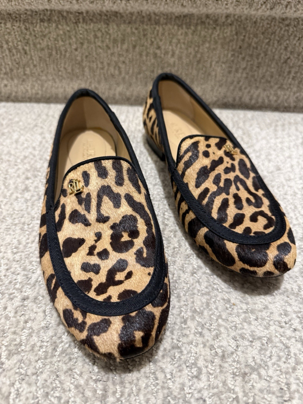 Lauren Ralph Lauren Clair III Leopard Print Calf Hair Loafers Flats Womens 7.5B