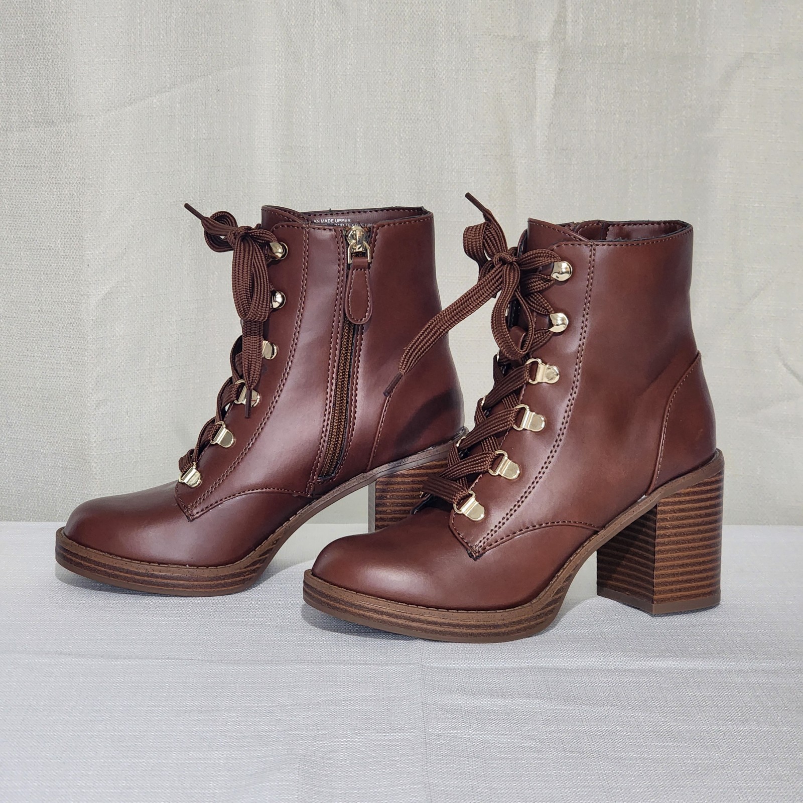 On 34th Women’s Prittee Botties Block Heel Full Zip Brown Size 5 NWB