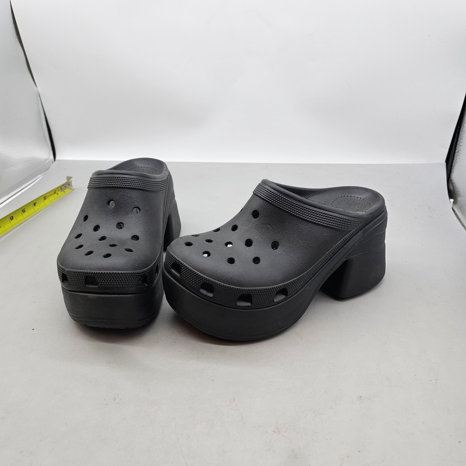 Crocs Siren Clog Black Platform Block Heel Mules Womens 9 Mens 7 208547-001