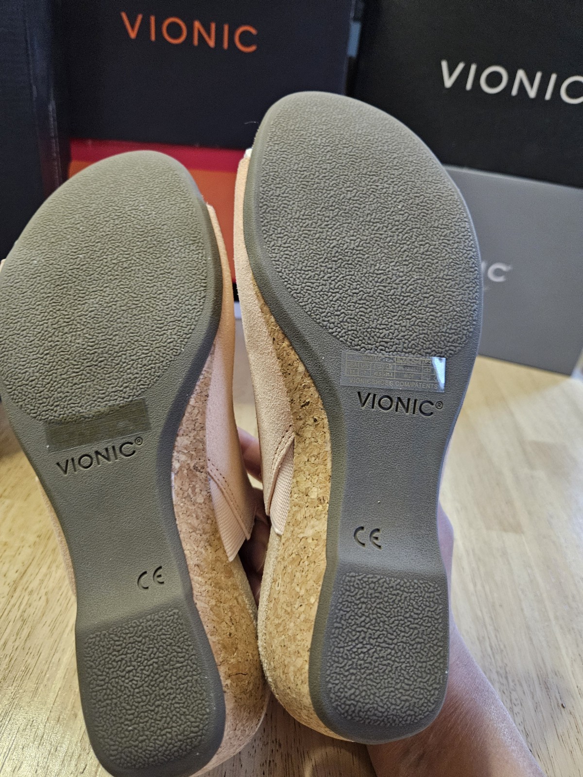 Vionic Uptown ROZE Slingback Platform Wedge Sandal US 9.5 Cork Accent Heel NIB