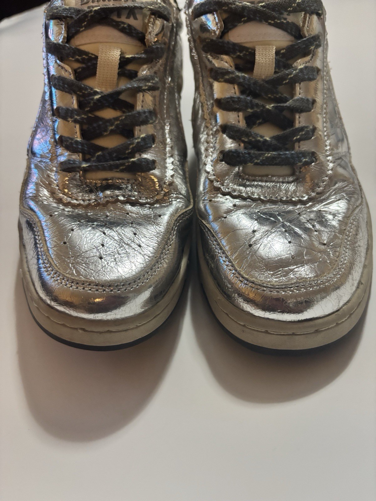 Bimba Y Lola Silver Leather Copsole Sneakers Shoes Ladies Sz 38/US 8