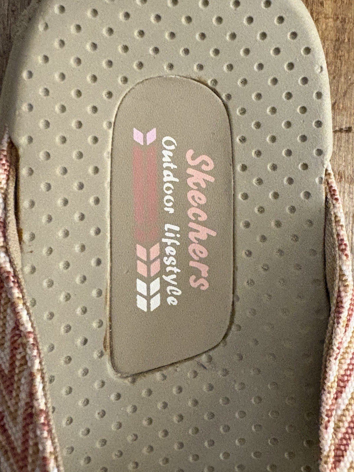 Skechers Tan and Pink Chevron Strappy Outdoors Chunky Sandals Worn Once