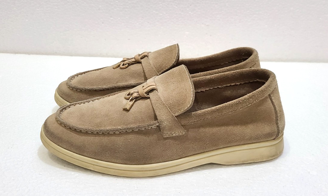 Loro Piana Beige Suede Summer Charms Walk Loafers Size EU 37 US 6.5