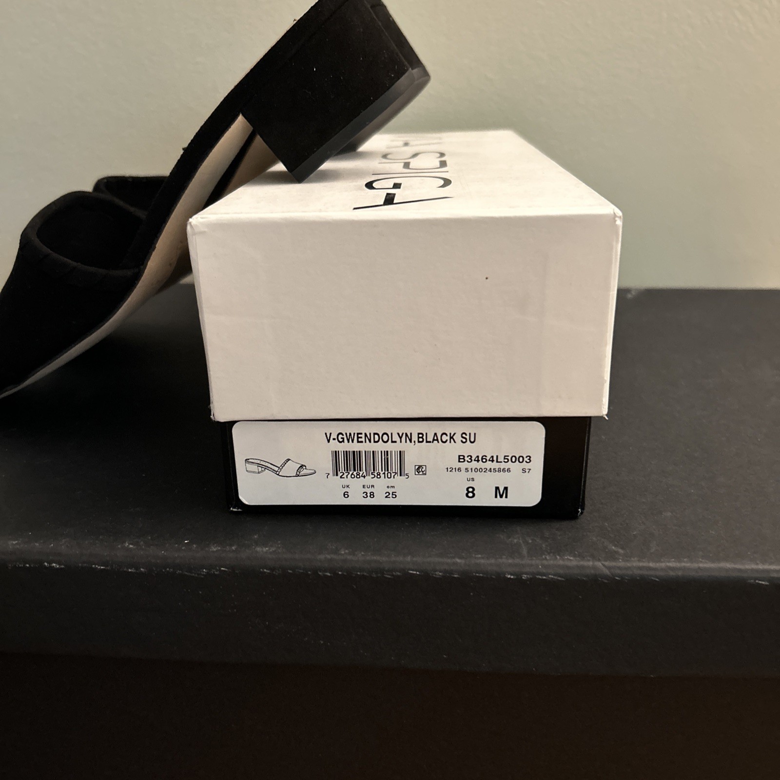 VIA SPIGA Gwendolyn Black Suede Leather Slip-on Sandals 8 M EUR 38 NIB