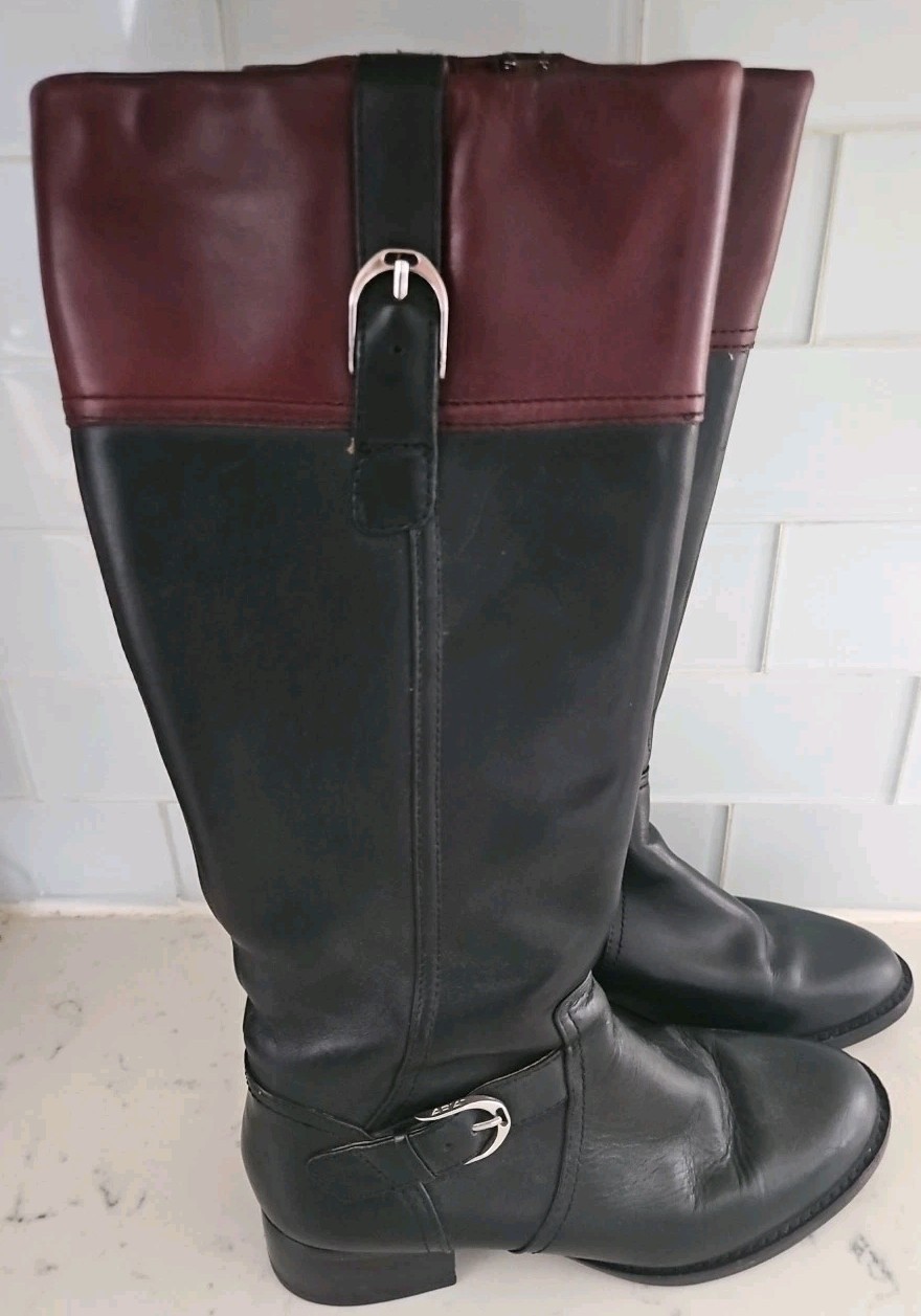 Ariat York English Riding Boots Leather 2-Tone Equestrian Knee 7B Excellent