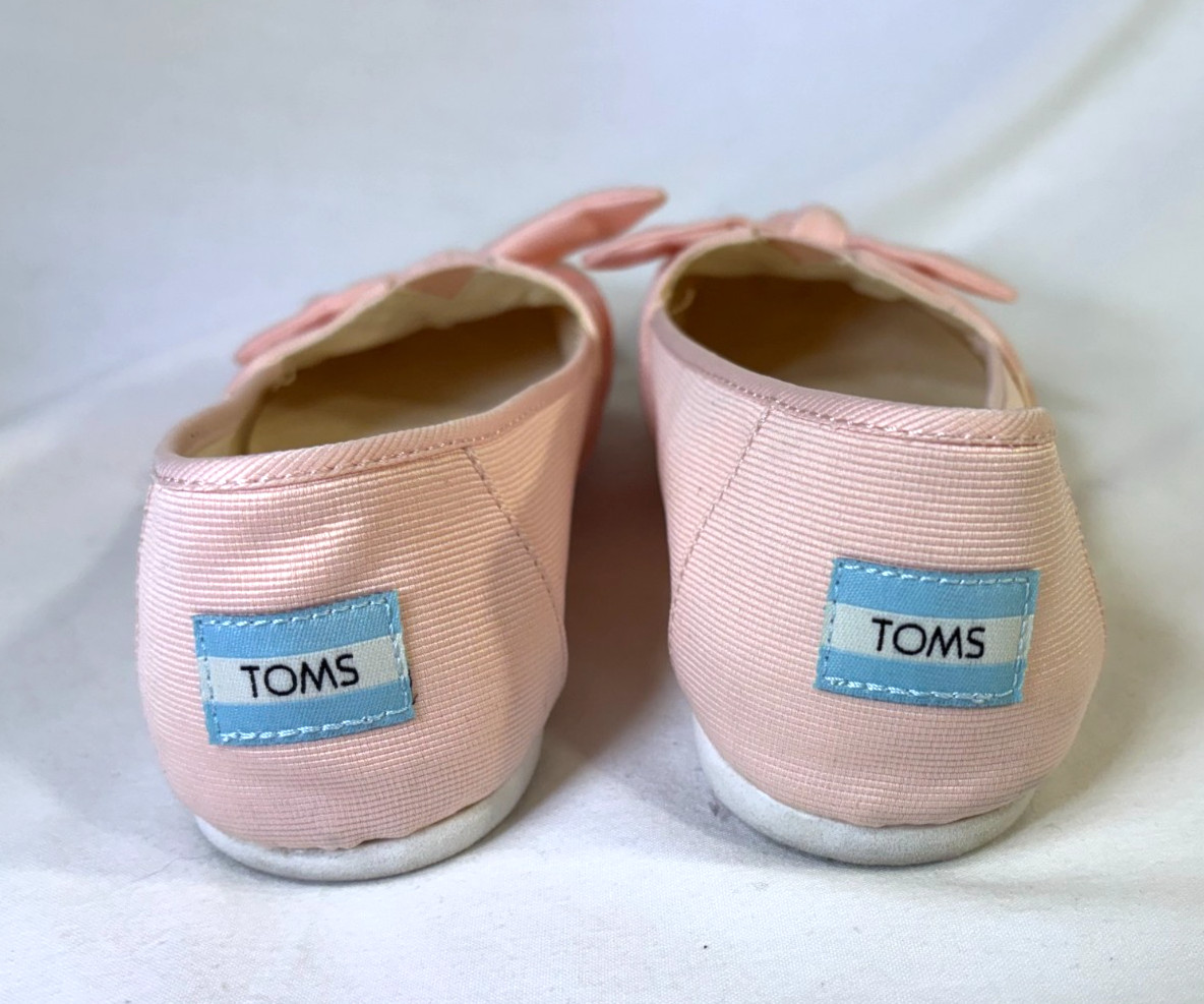 Toms Shoes Women’s 8.5 Slip On Grosgrain Bow Pink Casual Comfort Round Toe