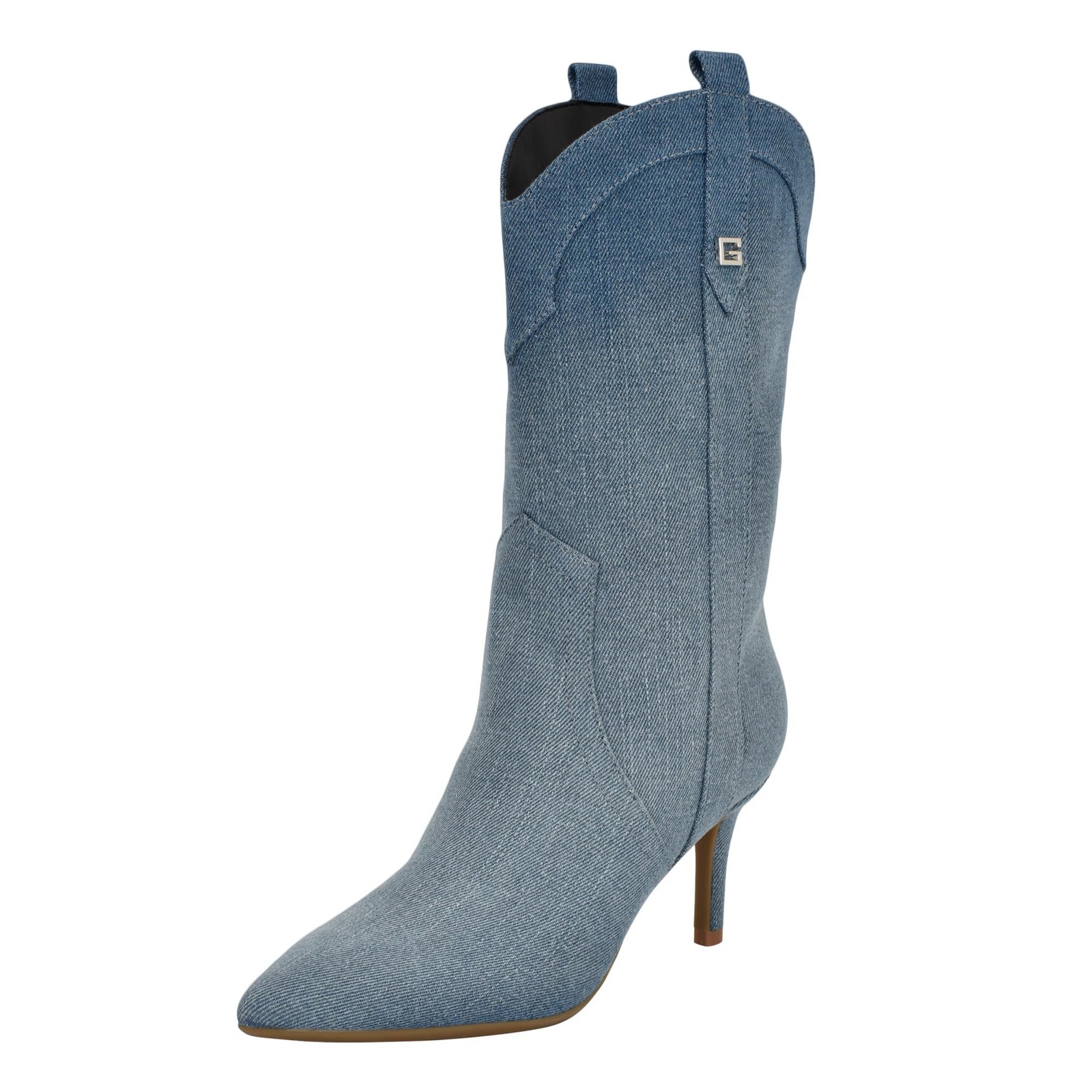 Guess Women’s WURLIE Mid Calf Boot, Medium Blue Denim 420, 6.5*