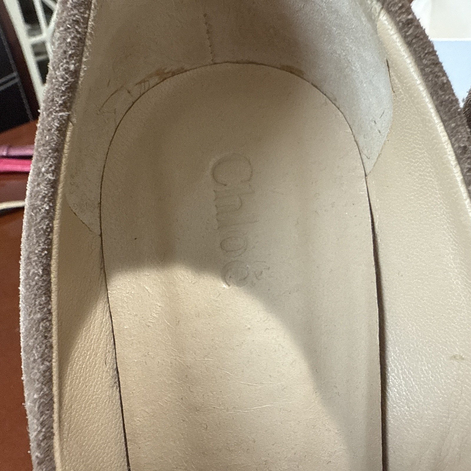 Chloe Leather Pump Heels Shoes Crosta Calf Lana Gray Beige Size 10 Made In Italy