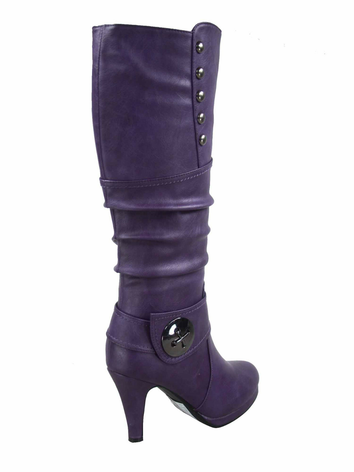 Women’s 6 Color High Heel Round Toe Platform Zip Knee Mid Calf High Boots