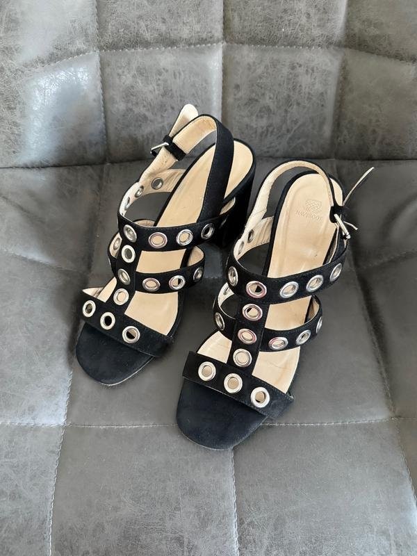 Women navy boot heels black suede 39 #B9TD