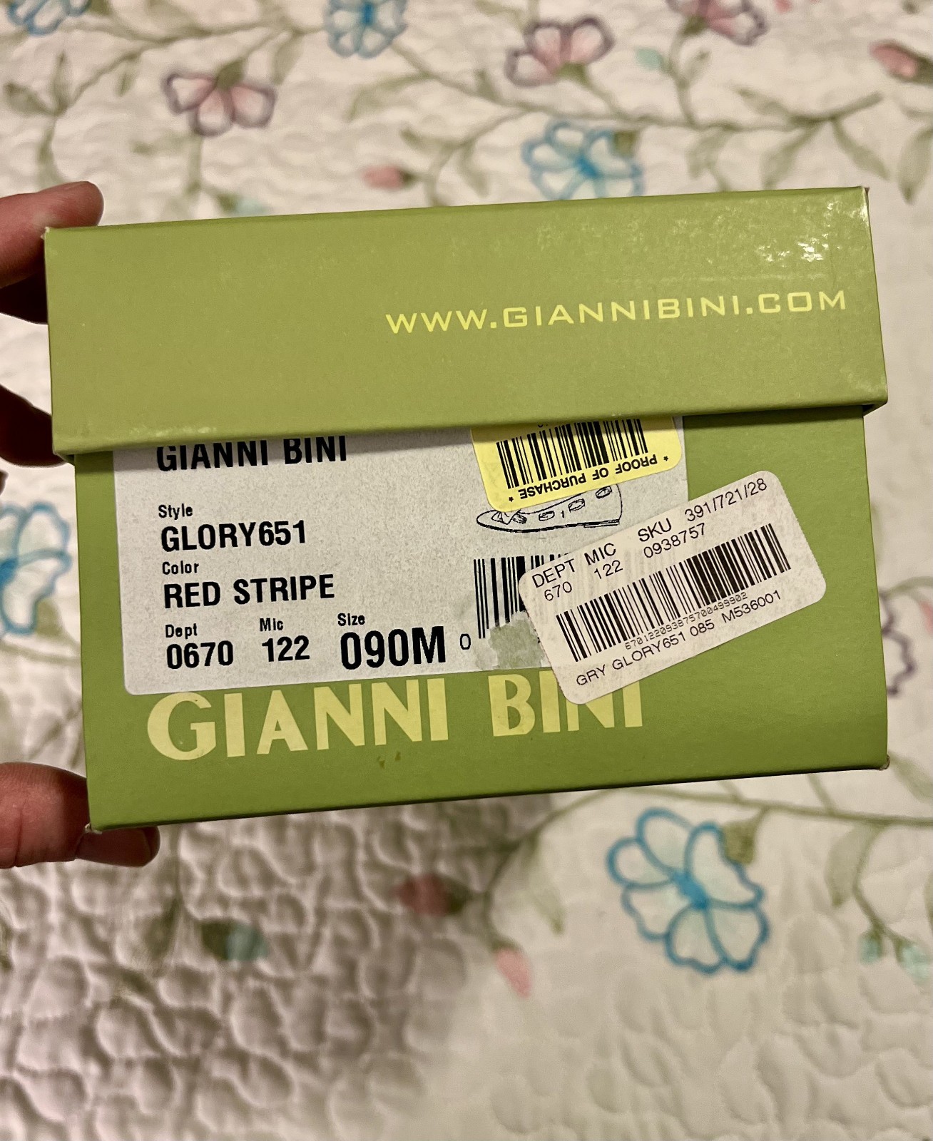 VTG NIB Gianni Bini Glory651 Ballet Flat Shoes 9 Red Bow Navy Blue Stripe Sailor
