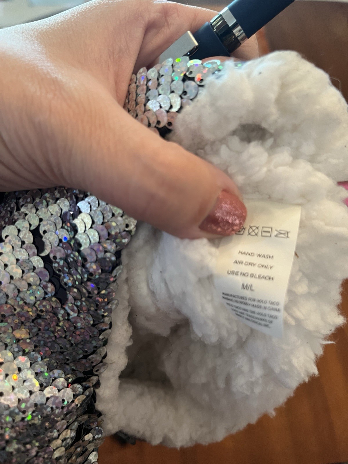 Holo Taco Holiday Sequins Sherpa Slippers Limited Edition M/L