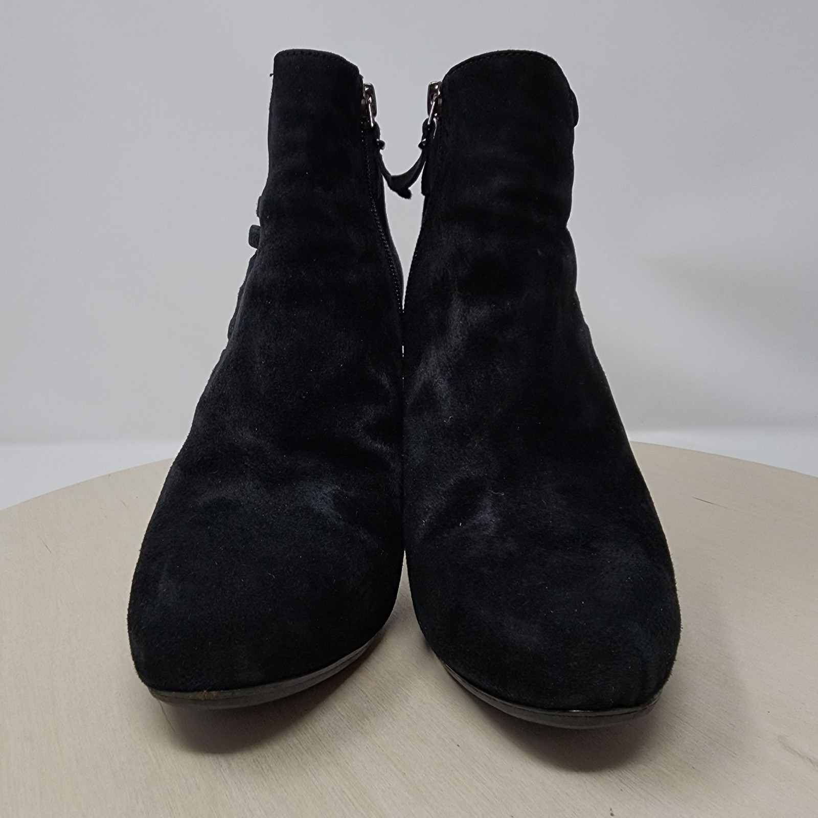 VIA SPIGA Ankle Boot Women 6M Black Suede Leather Stiletto 3.75″ Cutout Designer