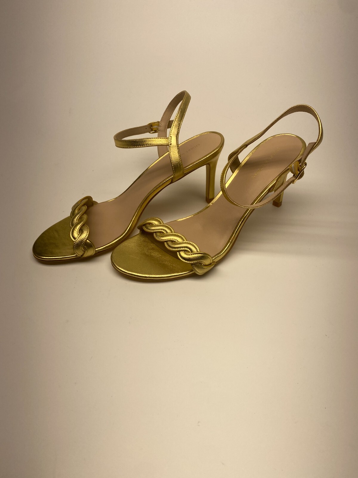 Stuart Weitzman Dancer Twistie 75 metallic leather sandals Sz 11