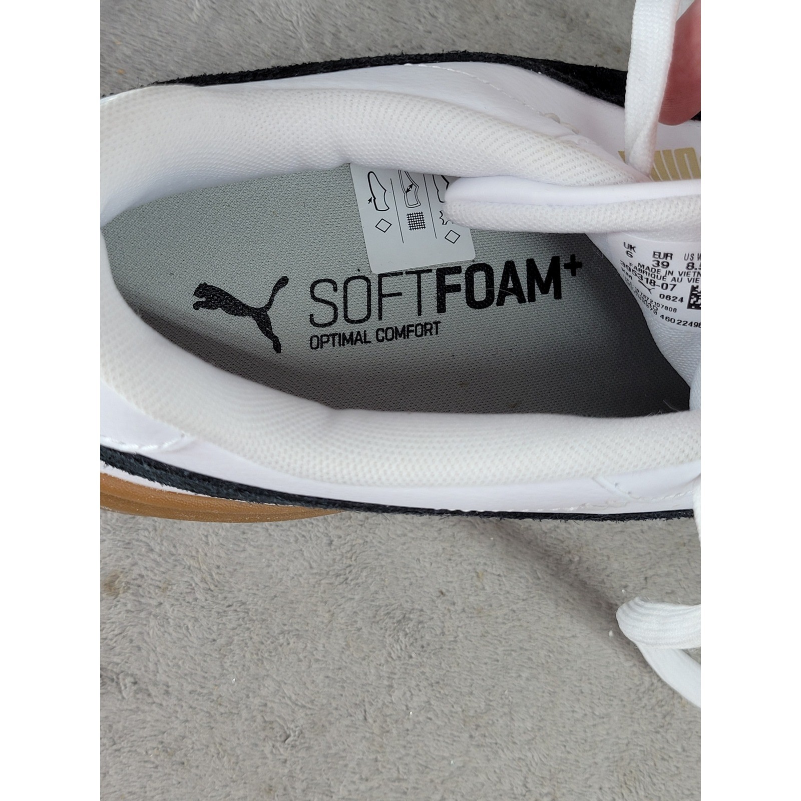 Puma Smash 3.0 Platform Womens 8.5 White Black Gold Gum Sneakers 395318-07
