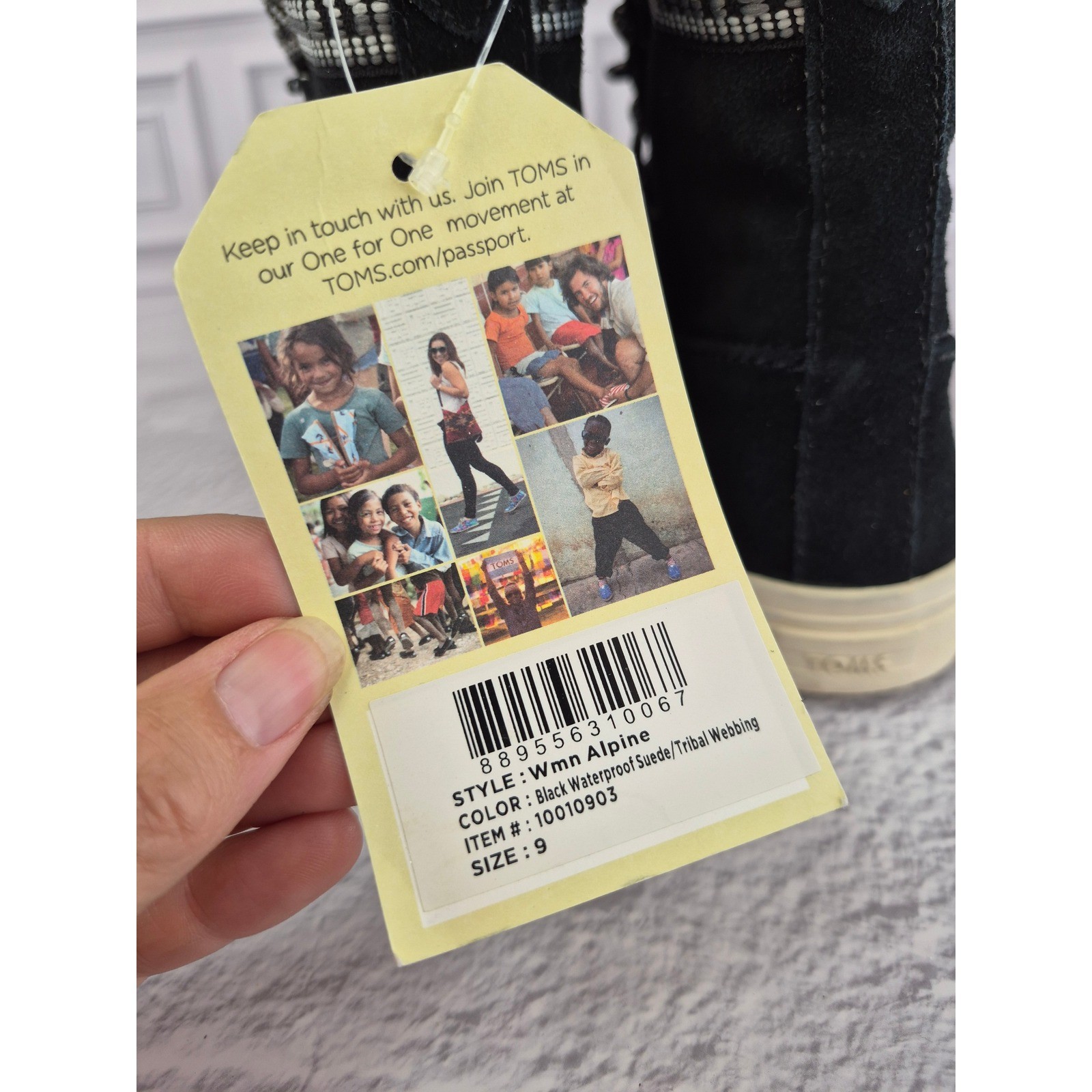 TOMS Alpine Black Suede Faux Fur Trim Lace Up Winter Boots Womens 9 10010903