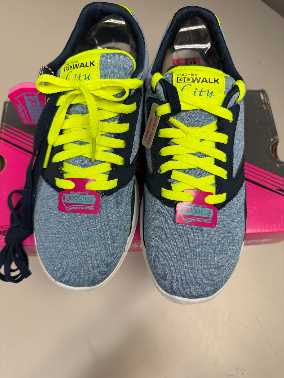 Skechers Women’s Uptown Go Walk Memory Foam Sneaker Navy Lime Med Width