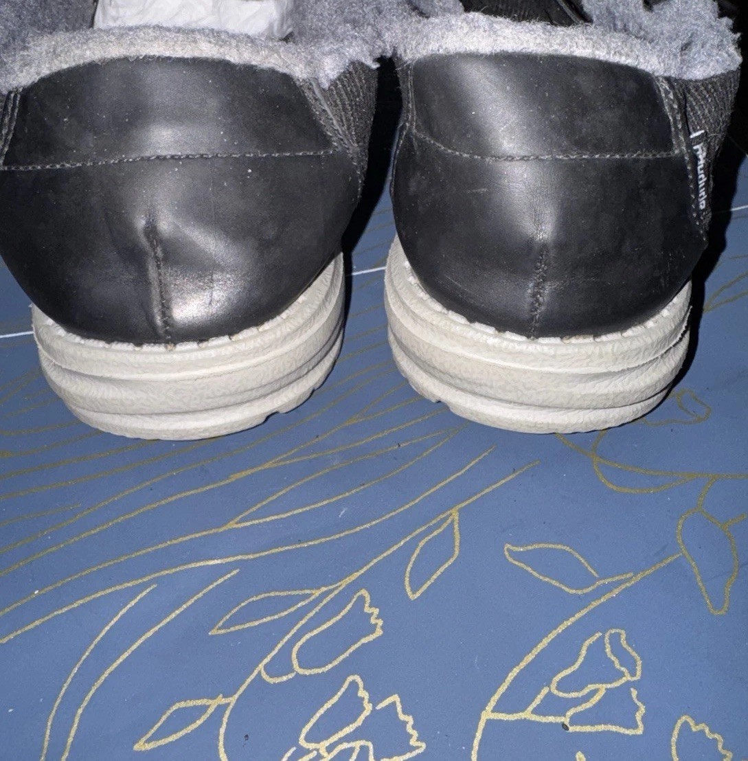 🌸Hey Dude Wendy Black Corduroy Sherpa Slip-On Casual Walking Shoes Sz 8