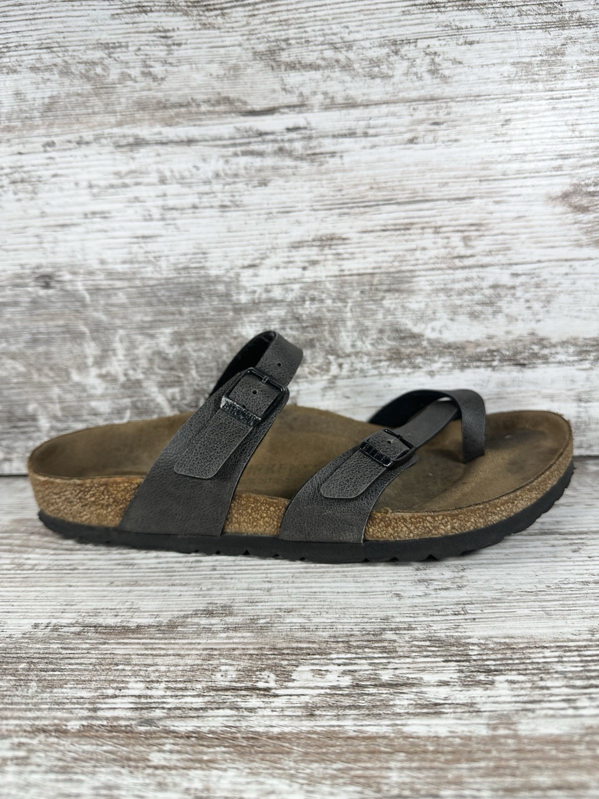 Women’s Birkenstock Mayari Birko-Flor Metallic Gray Sandals Sz EUR 39/US 8 EUC!