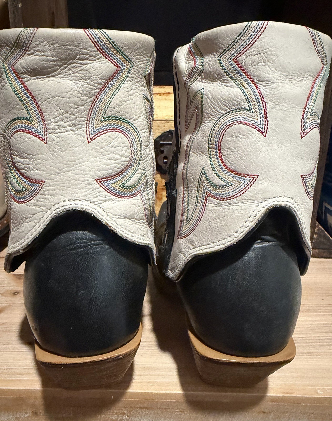 Justin WSOC 001 Women’s Western Cowboy Boots Black/White Leather US 7B