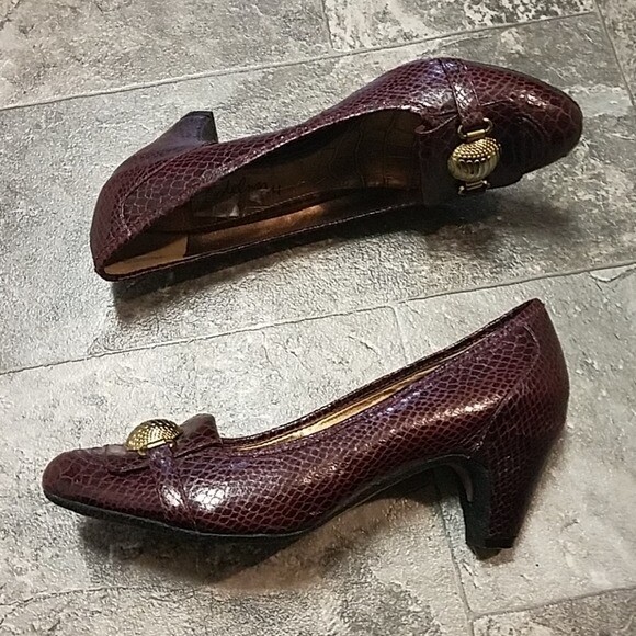 Sam Edelman Wine Python Snakeskin Yoanna Heels 8.5