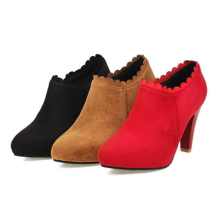 Womens Faux Suede High Heels Pumps Zip Casual Party Ladies Shoes Spring Autumn