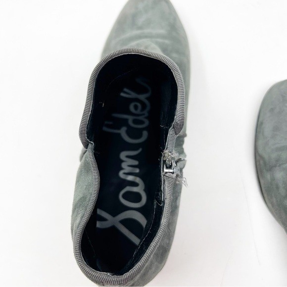 SAM EDELMAN GRAY SUEDE LOW TOP SIDE ZIP PETTY BOOTIES BOOTS WOMENS SZ 9