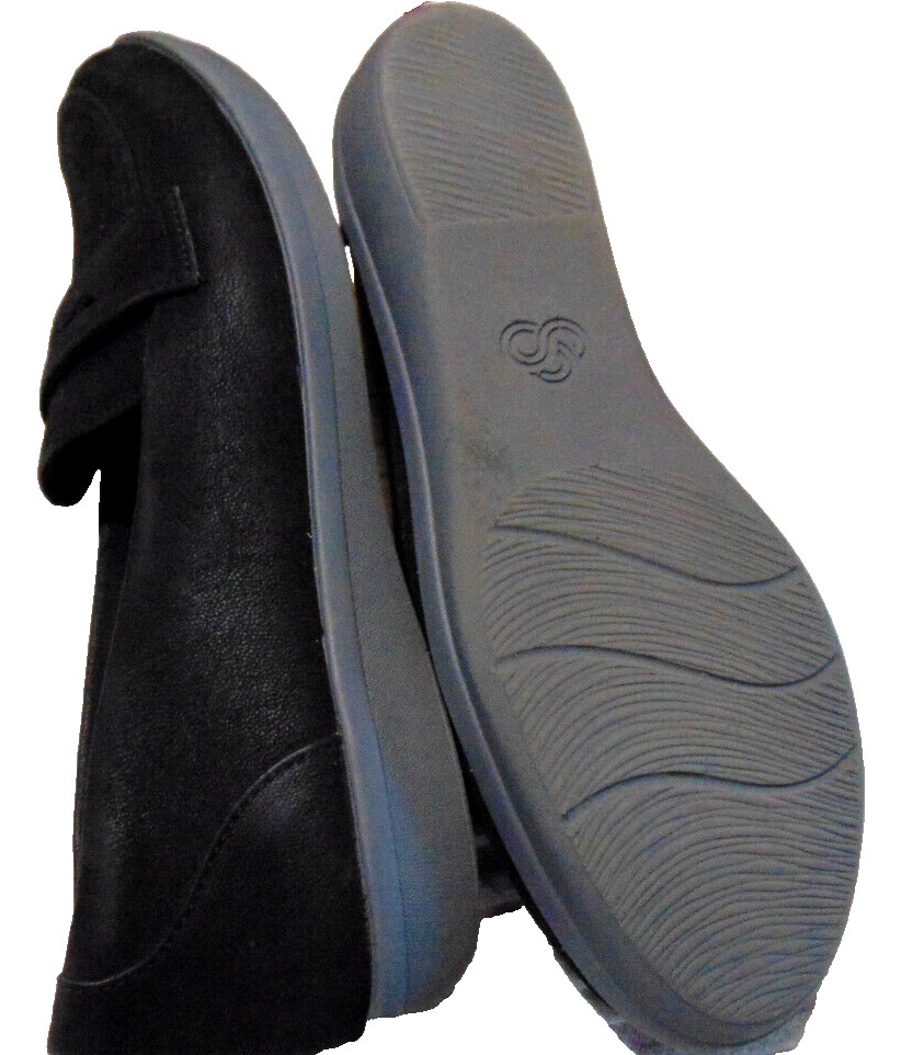 Clarks Cloudsteppers Ayla Form Penny Loafers Black Womens Vegan Suede Shoes~ 7 W