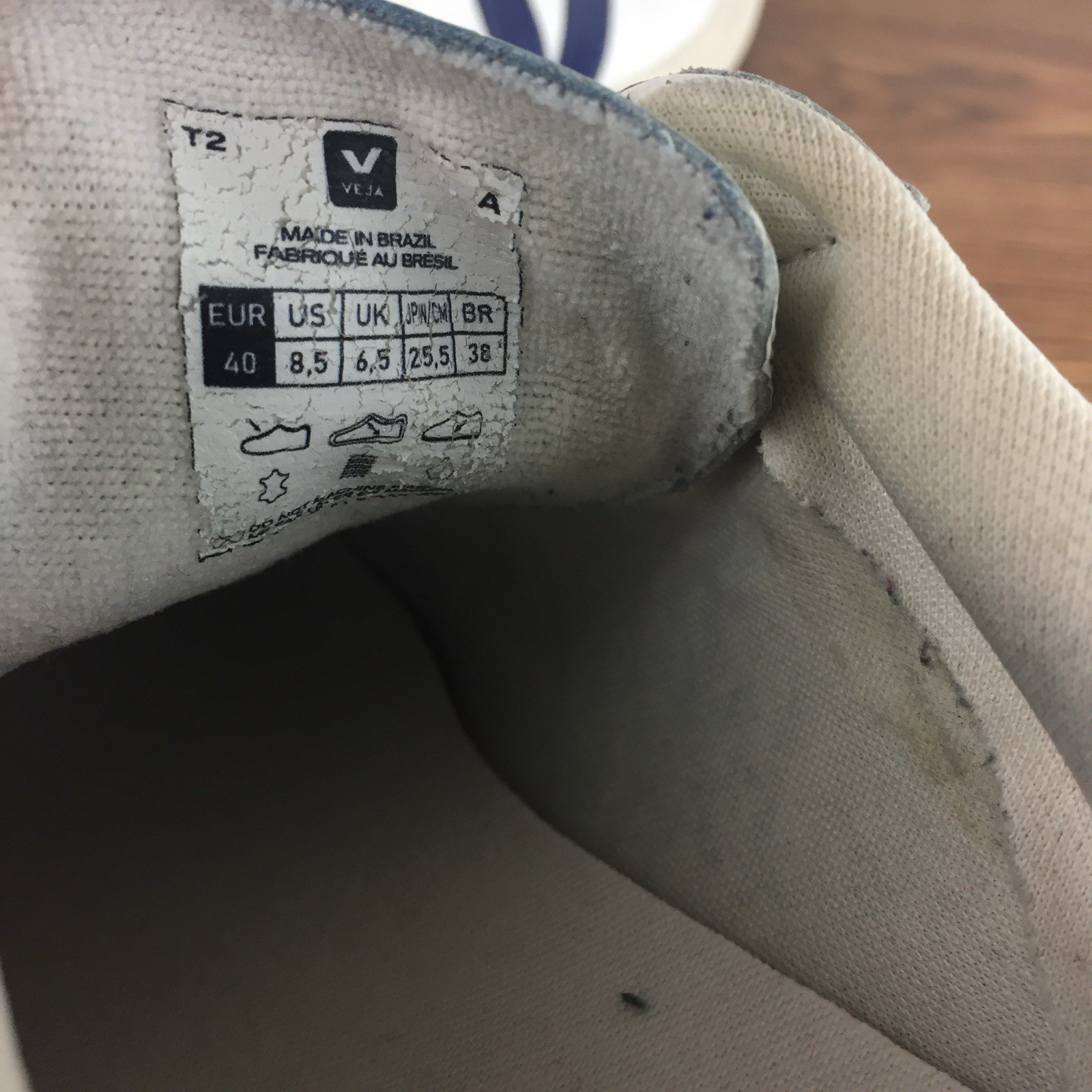 Veja Womens Esplar Leather Sneakers White/Blue US 8.5/ EU 40 Lace -Up Trainers