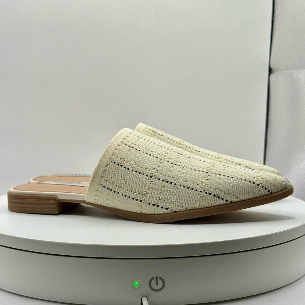 Steven New York Cream Woven Pointed Toe Mules Slip-On Flats Backless Size 7