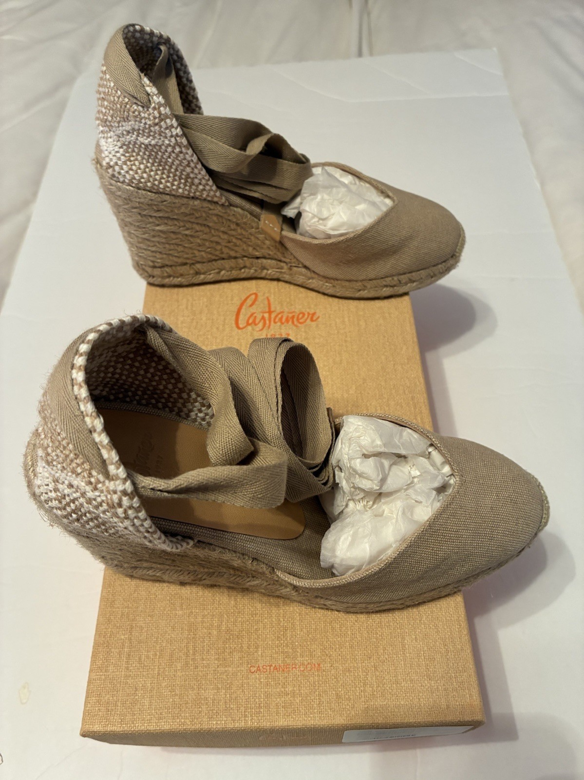 Castañer Chiara Wedge Platform Espadrille Sandal in Sand Size 36/6 with Box