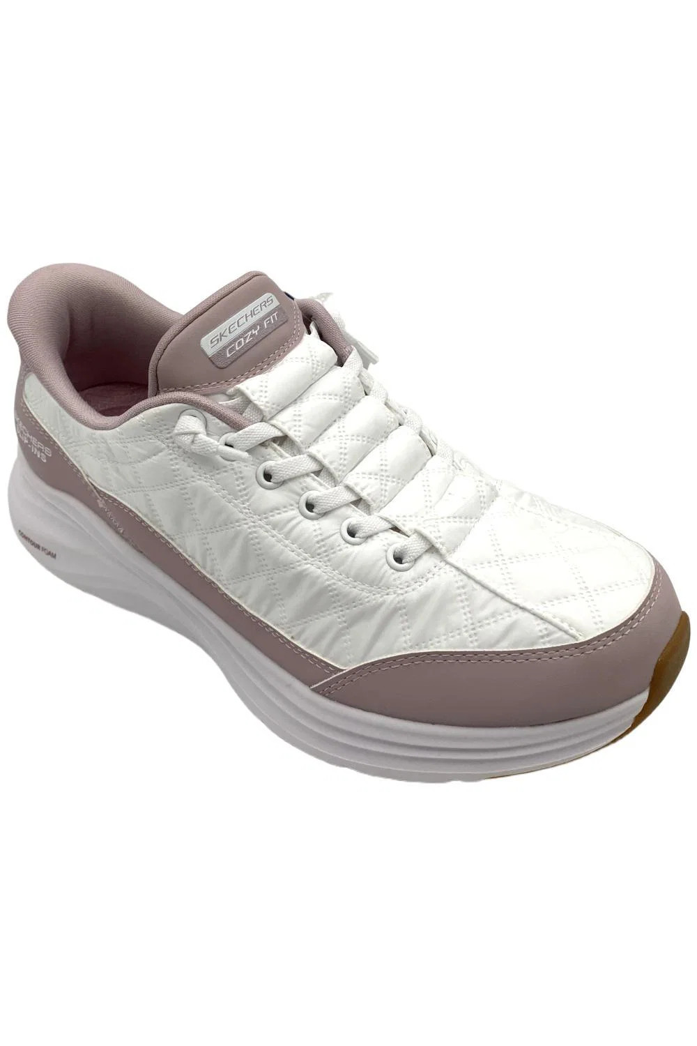 Skechers Women’s Contour Foam Quilted Sneaker Cozy Fit Lavender/White