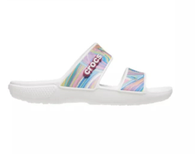 Classic Crocs Out of this World Pastel Rainbow 2 Band Sandals Women 9 NWT
