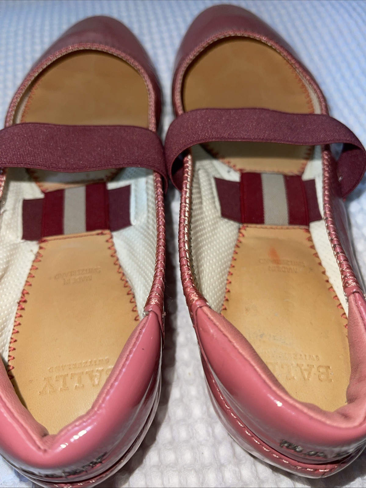 Bally Ballet Flat Luxury Designer Shoes PINK/SALMON Patent Leather US 6.5D
