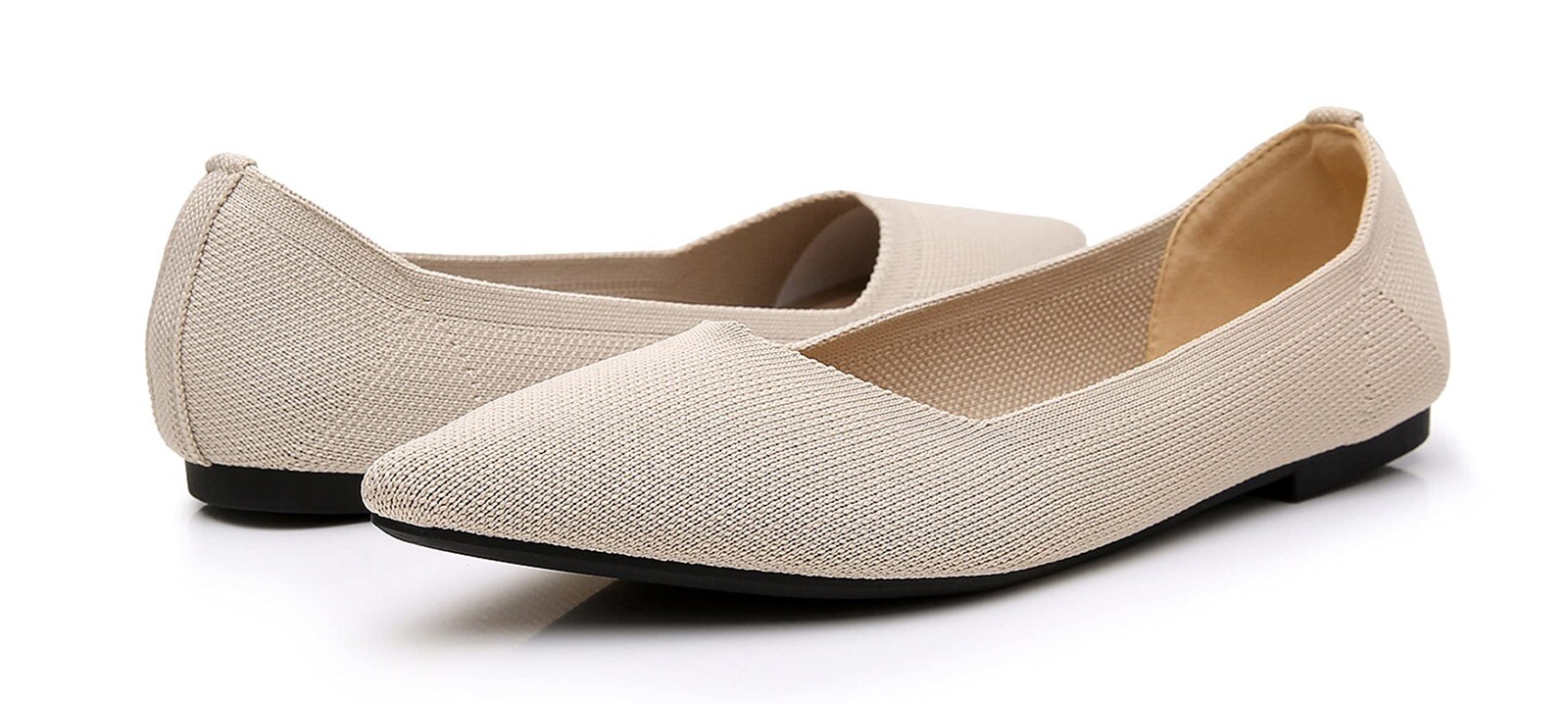 VenusCelia Women’s Dextrous Knit Flat Shoe (8.5 M US,Natural) Memory Foam