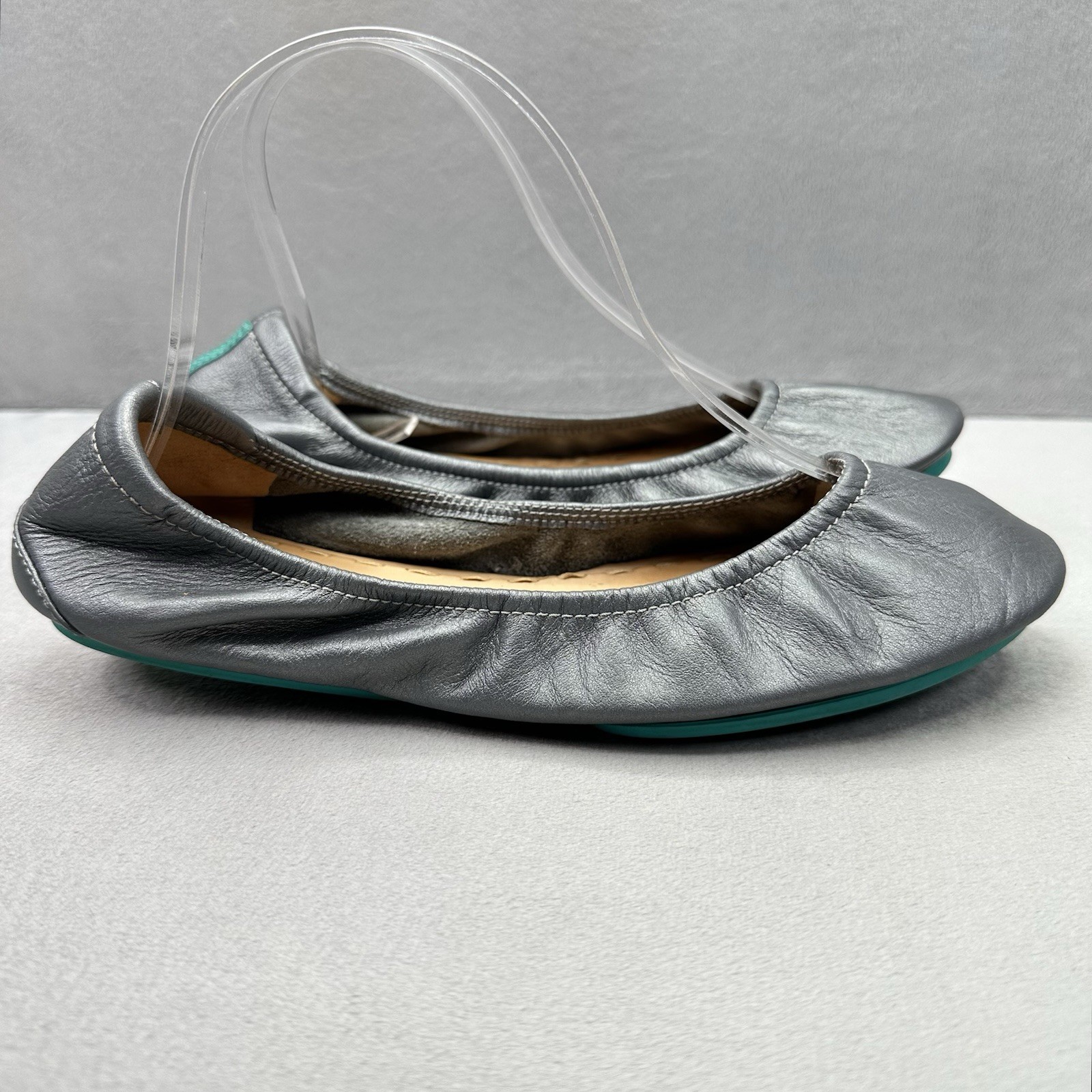 Tieks by Gavrieli Metallic Pewter Womens Size 8 Full Grain Leather Ballet Flats